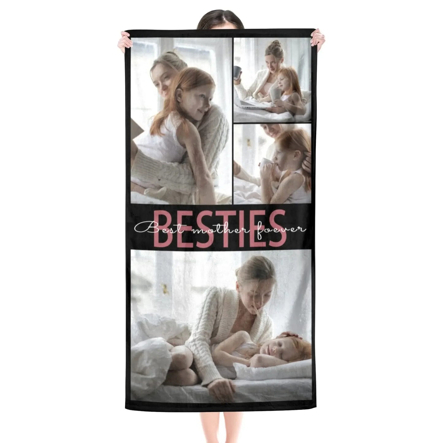 Custom Beach Towel with Photos Personalized Picture Bath Pool Towel Customized Gifts for Boys Girls Teens Birthday Father's Day