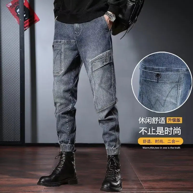 Autumn Winter Korean Fashion Stylish Pants Designer Clothes Luxury Men's Skinny Jeans Casual Slim Fit Pencil Boyfriend Jeans