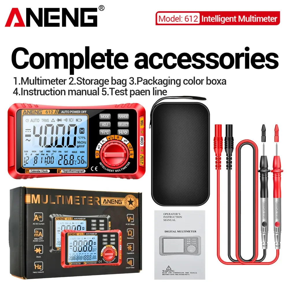 ANENG 612 Smart Digital Multimeters AC/DC Current Voltage Capacitance Professional Measurement Multimetro Test Tools