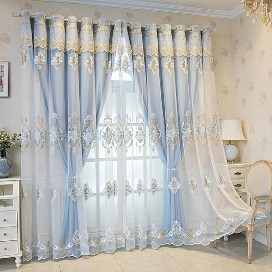 1PC Nordic Embroidered Gauze Curtains White Gauze Translucent Balcony Gauze Living Room Bedroom Bay Windows