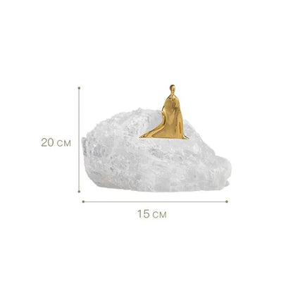 Creative Natural Crystal Stone Mountain Golden Character Ornament Handcraft Sculpture Golden Man Sculpture Home Decoration