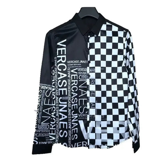 Spring Autumn Long Sleeve Fashion Printing Shirt Man High Street Casual Button Patchwork Cardigan Harajuku Y2K All-match Blouse