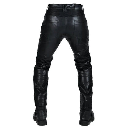 Motorcycle Black Men Leather Pants Outdoor Protective Knee Hip Pads Motocross Racing Pants Motorbike Cycling Trousers 2024