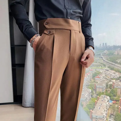 Men's Nine-Point Two-Piece Suit Pants Loose Fit Business Casual Straight Leg Lightweight Trousers Anti-Wrinkle Smooths Your Silh