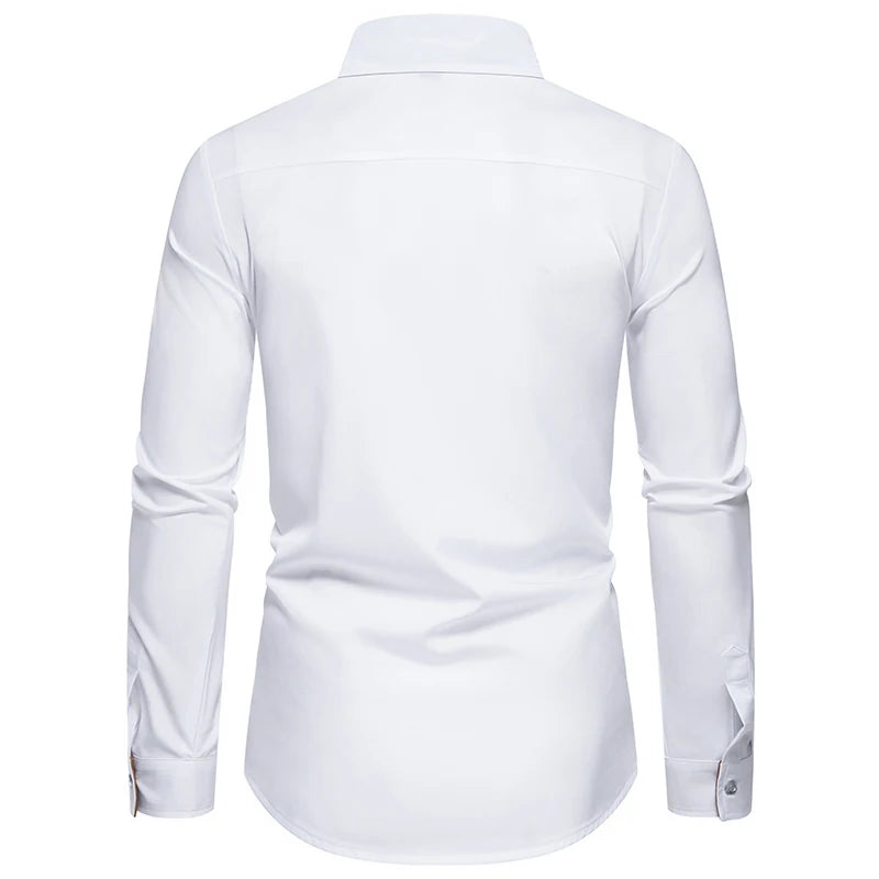 Men Shirts Europe Size New Arrivals Slim Fit Male Shirt Solid Long Sleeve British Style Cotton Men's Shirt Office