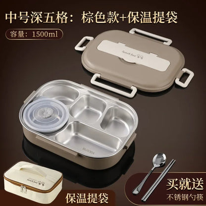 304 stainless steel compartment insulated lunch box office worker students sealed portable bento Microwae Heating food container