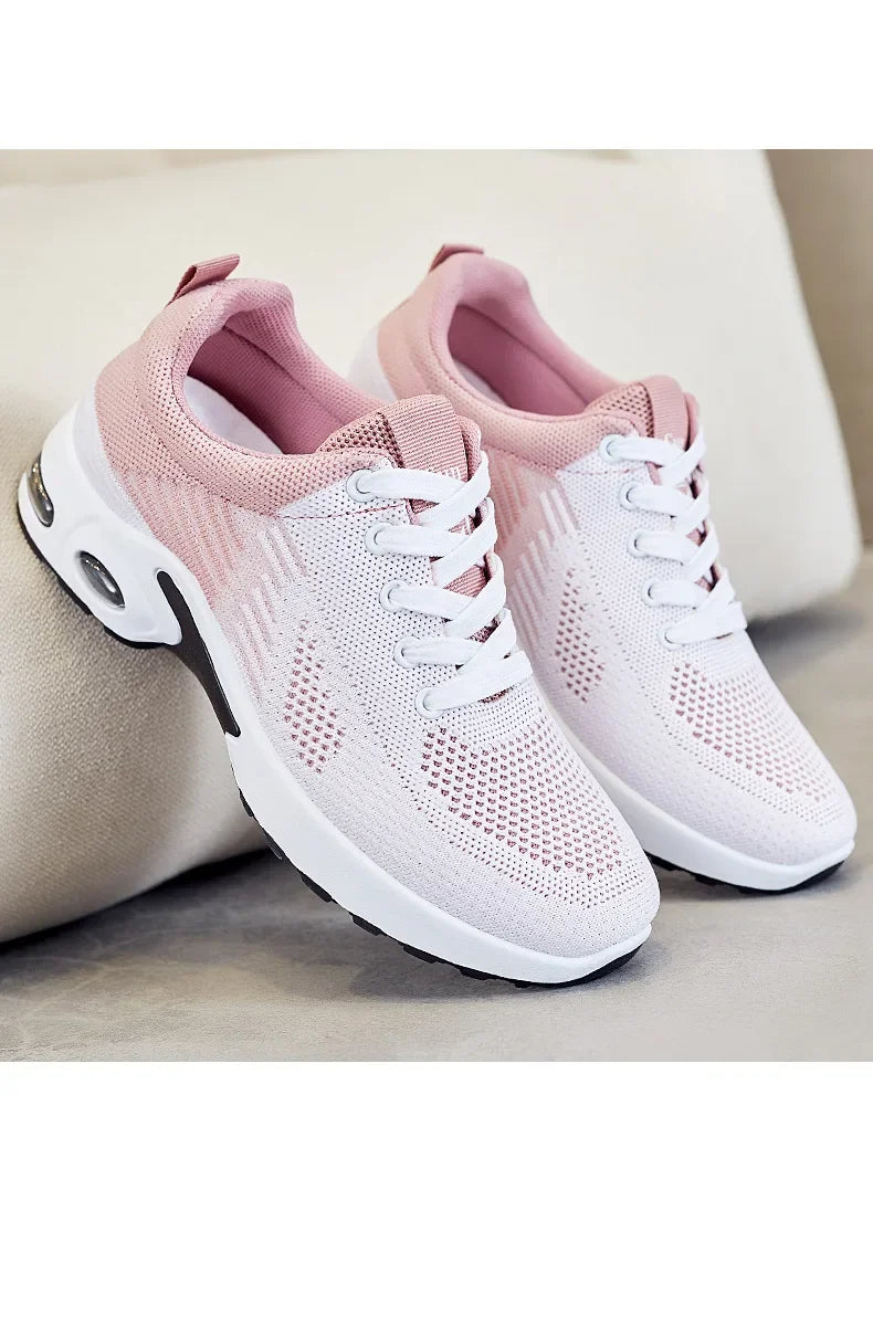 New Arrival Women's Lace-up Flats Round Toe Breathable Mesh Flat Shoes for Tennis and Outdoor Sports