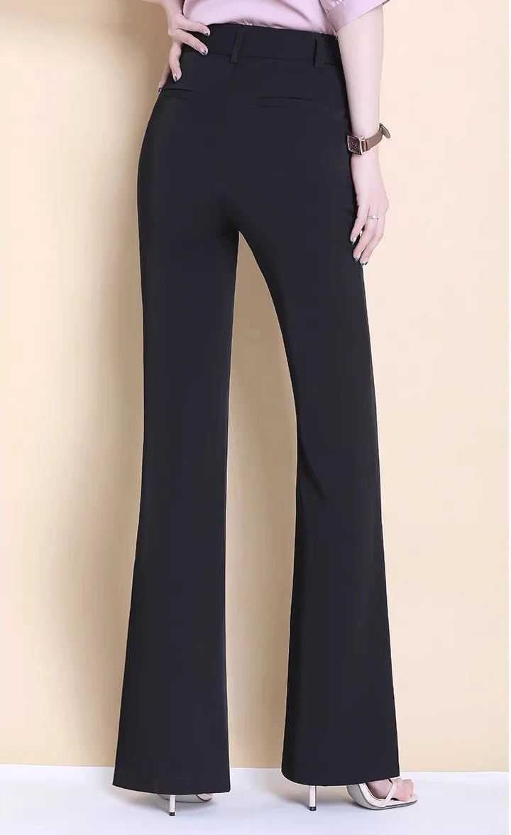 White Suit Flare Pants Women Casual Slim High Waist Office Straight Pantalones New Korean Elegant Formal Spodnie Black Trousers