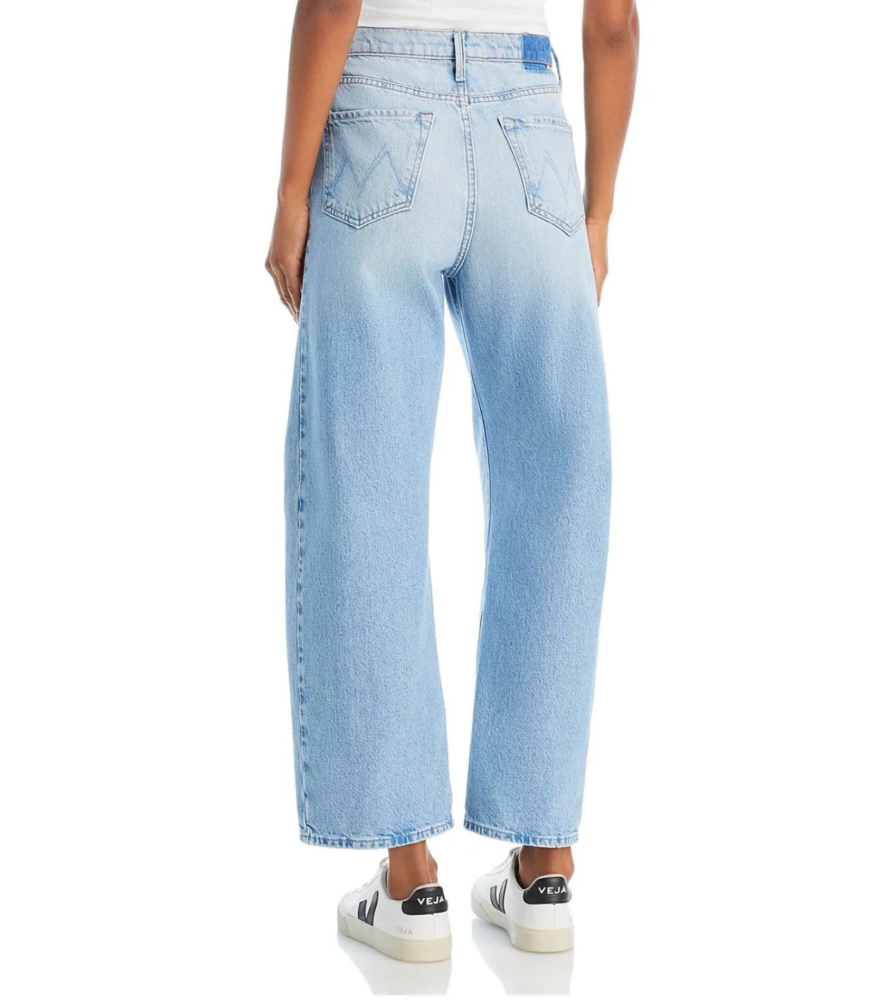 2024SS New American Light Blue High Waist Wide Leg Denim Pants for Women