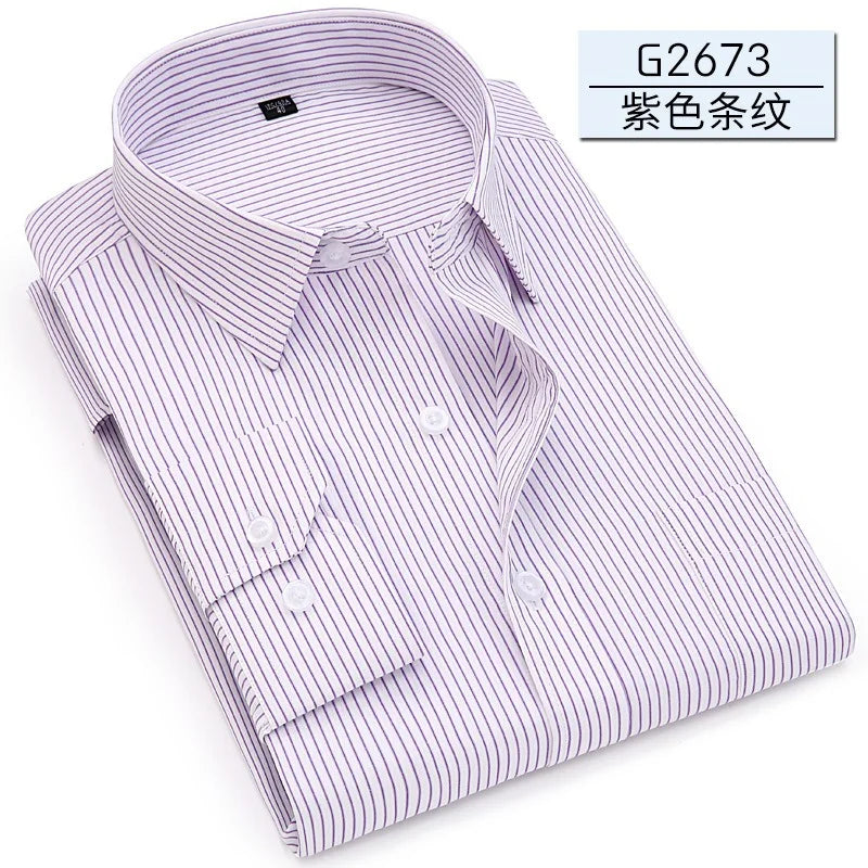 8XL Pure Color Office Formal Business  Social Work Classic Shirt Longsleeve Shirt for Men Casual Men's White Dress Shirt Black