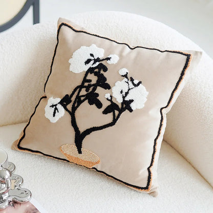 30X50/45x45CM Embroidered Bamboo Leaf Throw Pillow Cover Stamping Waist Cushion Cover Decor Home Decorative Pillowcase