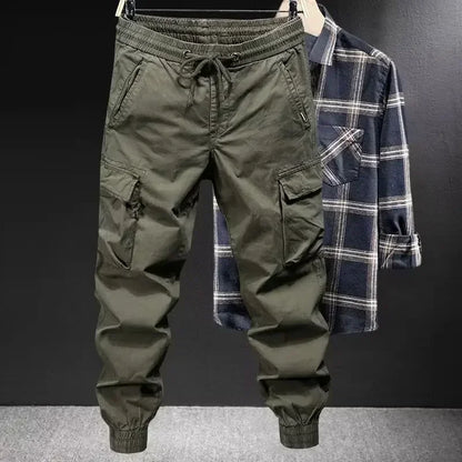 Trendy Brand Casual Cargo Pants Men's Loose Fit Solid Color Cargo Pants American Style Casual for Spring Autumn