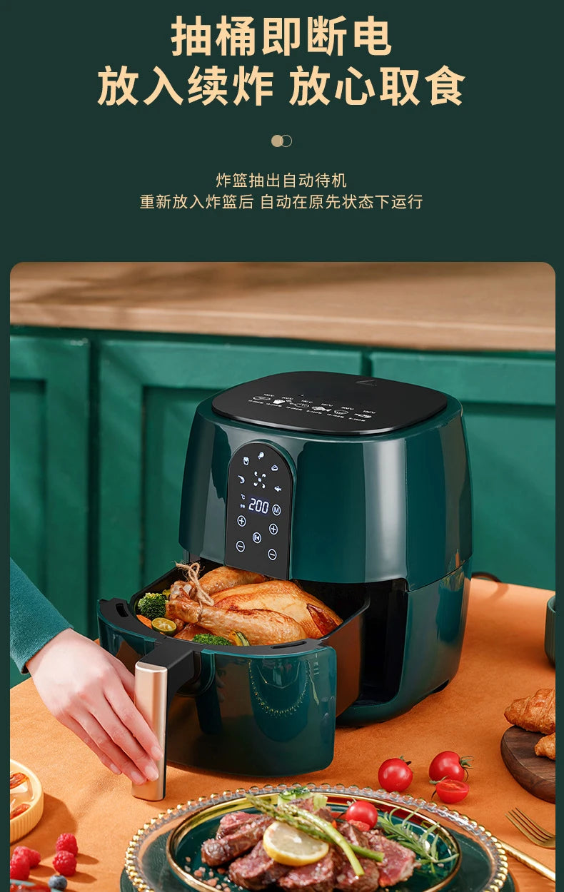 New Electric Air Fryers 4.5L 6L Large Capacity Smart Automatic Household Multi-function LED Touchscreen Deep Fryer without Oil