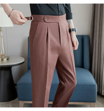 Men's Summer Pants Fashion Naples Cotton&Linen Breathable Dress Pants For Men All Match Casual Straight Men's Trousers Formal