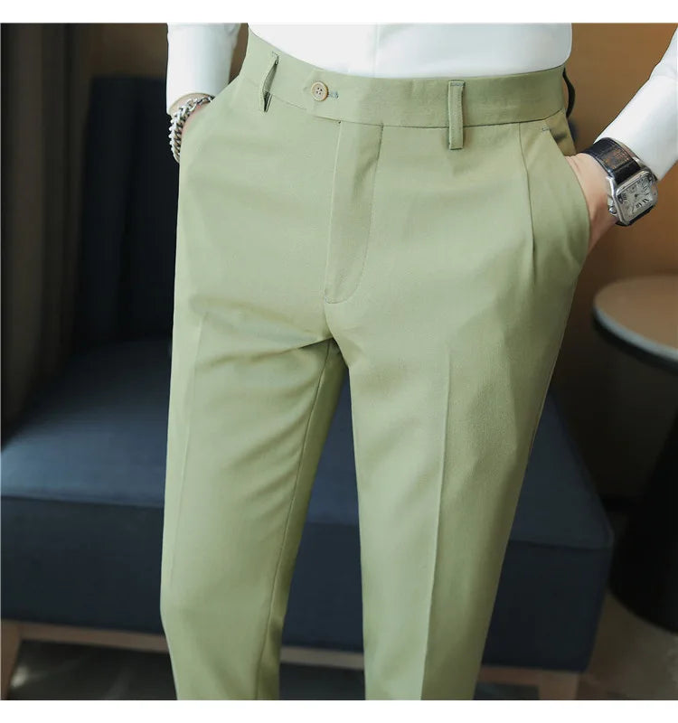 2023 Autumn New Solid Straight Casual Pant High Quality Fashion Simplicity Men Suit Pants Formal Business Office Social Trousers