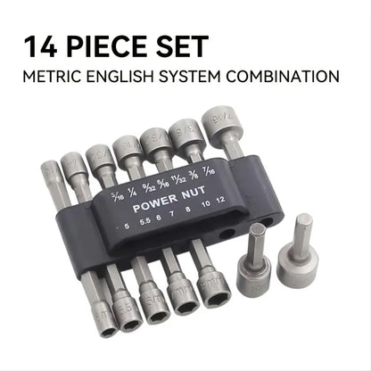 14pcs Strong Sleeve Auto Repair Air Batch Sleeve Head Cross Universal Nut Rotary Tool Set