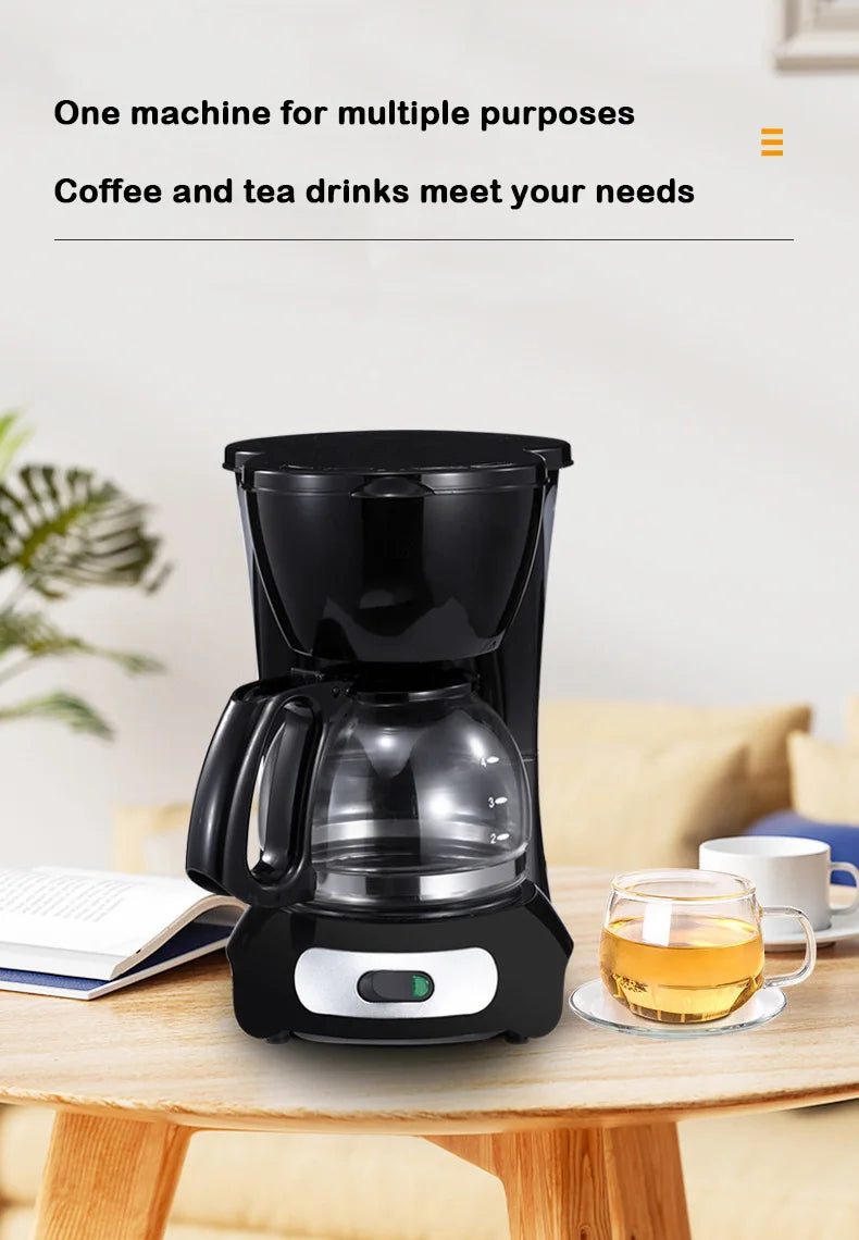 DMWD Semi-Automatic Electric Latte Espresso Coffee Maker Mini 0.6L Moka Drip Cafe American Coffee Brewing Machine Tea Pot Boiler