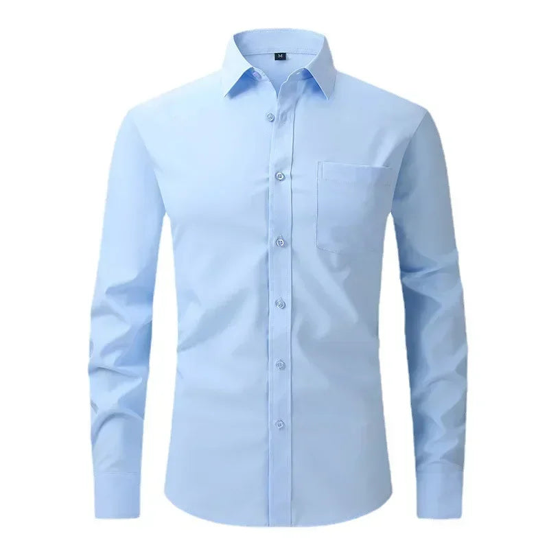 US Size Elastic Shirt New Men's Business and Leisure Long Sleeved Shirt Slim Fit Professional Dress Best-selling Seasonal Style