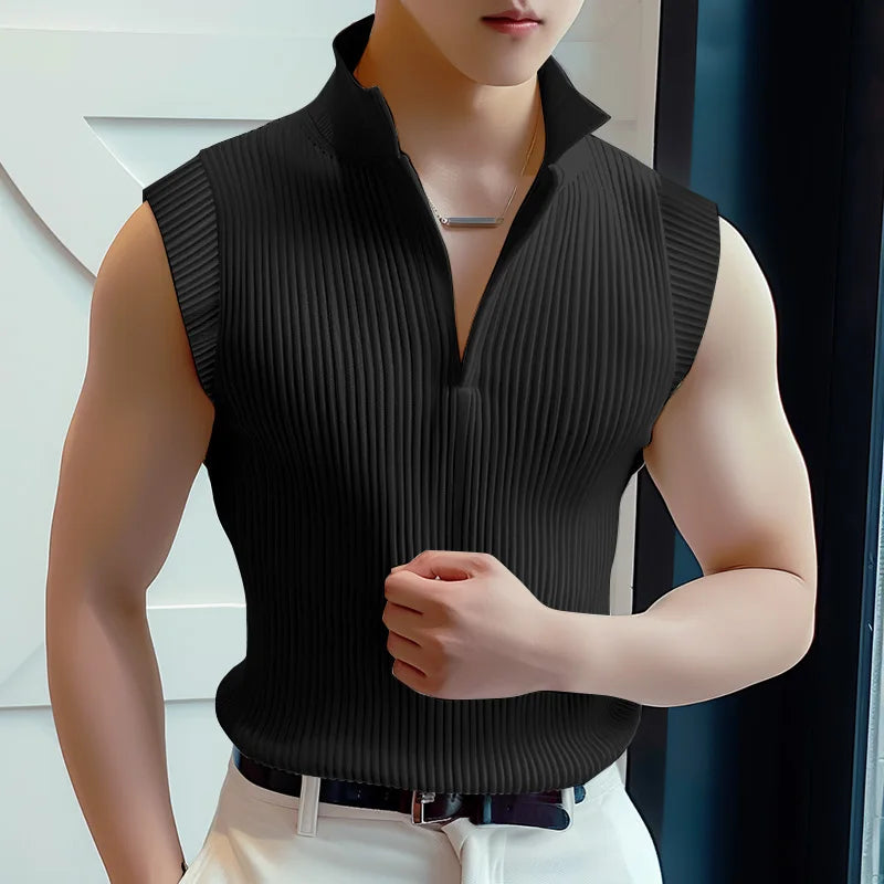 2024 Men Tank Tops Solid Color V Neck Sleeveless Summer Streetwear Male Vests Fitness Fashion Casual Men Clothing S-5XL INCERUN