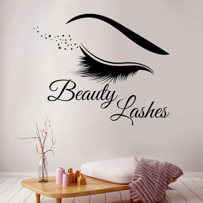 Modern Lashes Eyelashes Wall Sticker Vinyl Interior Home Decor Beauty Salon Decals Makeup Extension Window Wallpaper Mural A910