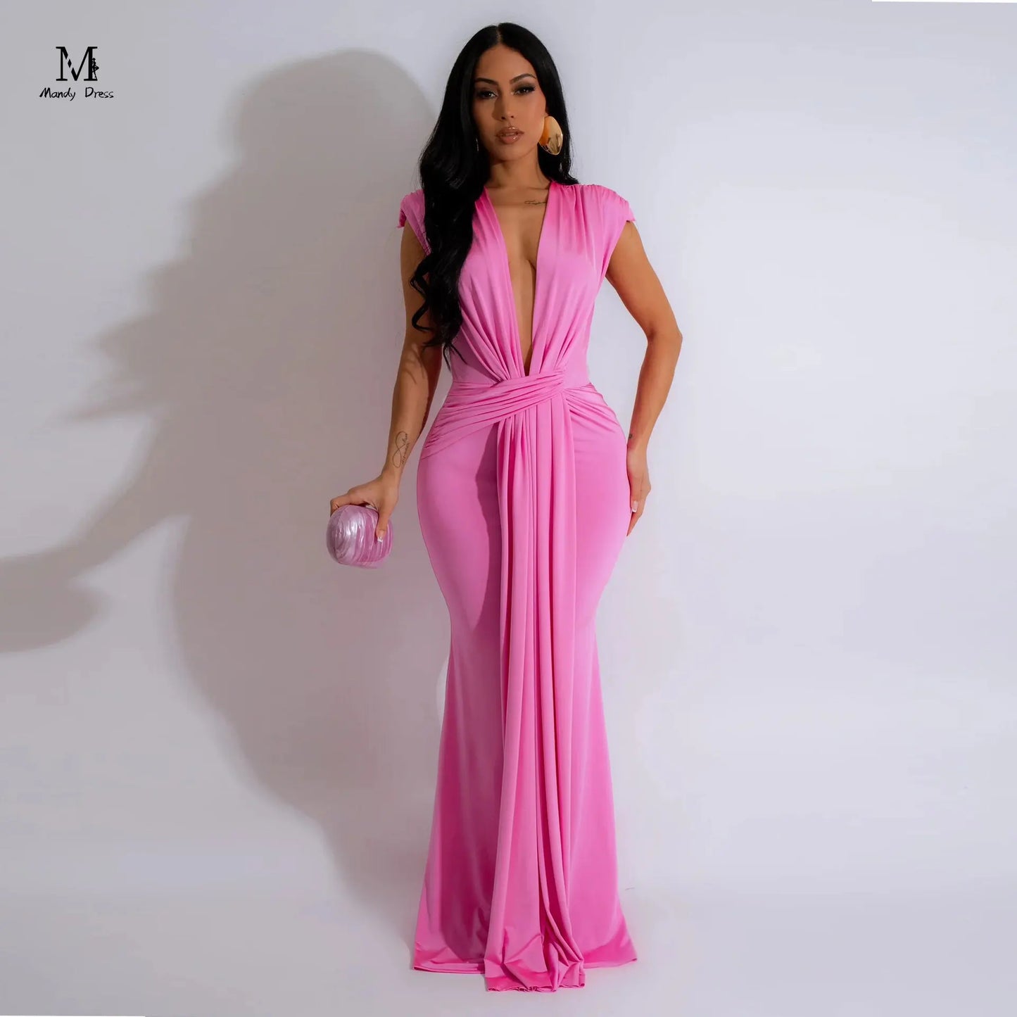 Elegant Women Evening Maxi Dress Sleeveless Deep V-neck Bandage Bodycon Gown Summer Fashion Sexy Lady Long Dresses