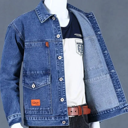 Men's Denim Jacket Padding Wool Male Jean Coats Elatic Black with Sheep Padded Warm Wide Shoulders One Piece Cheap Price Stylish