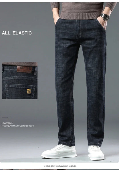 2024 New Straight Baggy Jeans Ultra-thin Comfortable Business Male Trousers Casual Blue Black Classic Denim Pants