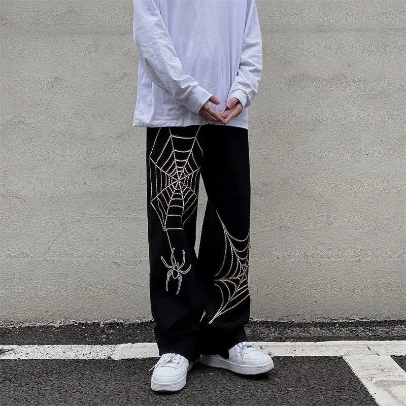 Streetwear Black Y2k Baggy Pants Men Anime Wide leg Sweatpants Male Oversize Techwear Print Straight Trousers 2023 New