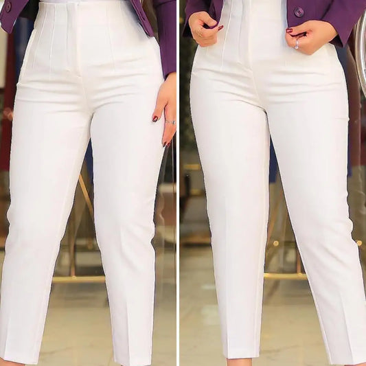 Elegant High Waist Cropped Work Pants for Women Black All-Match Daily Office Formal Wear Fashion Women's Trousers