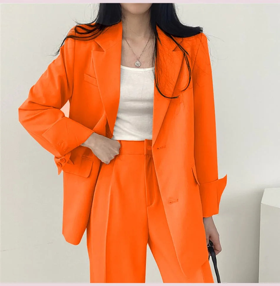 Fashion 2024 Spring and Autumn Small Suit Retro jacket slim 2-piece Set For Women Korean Style Casual Top and Pants Suit