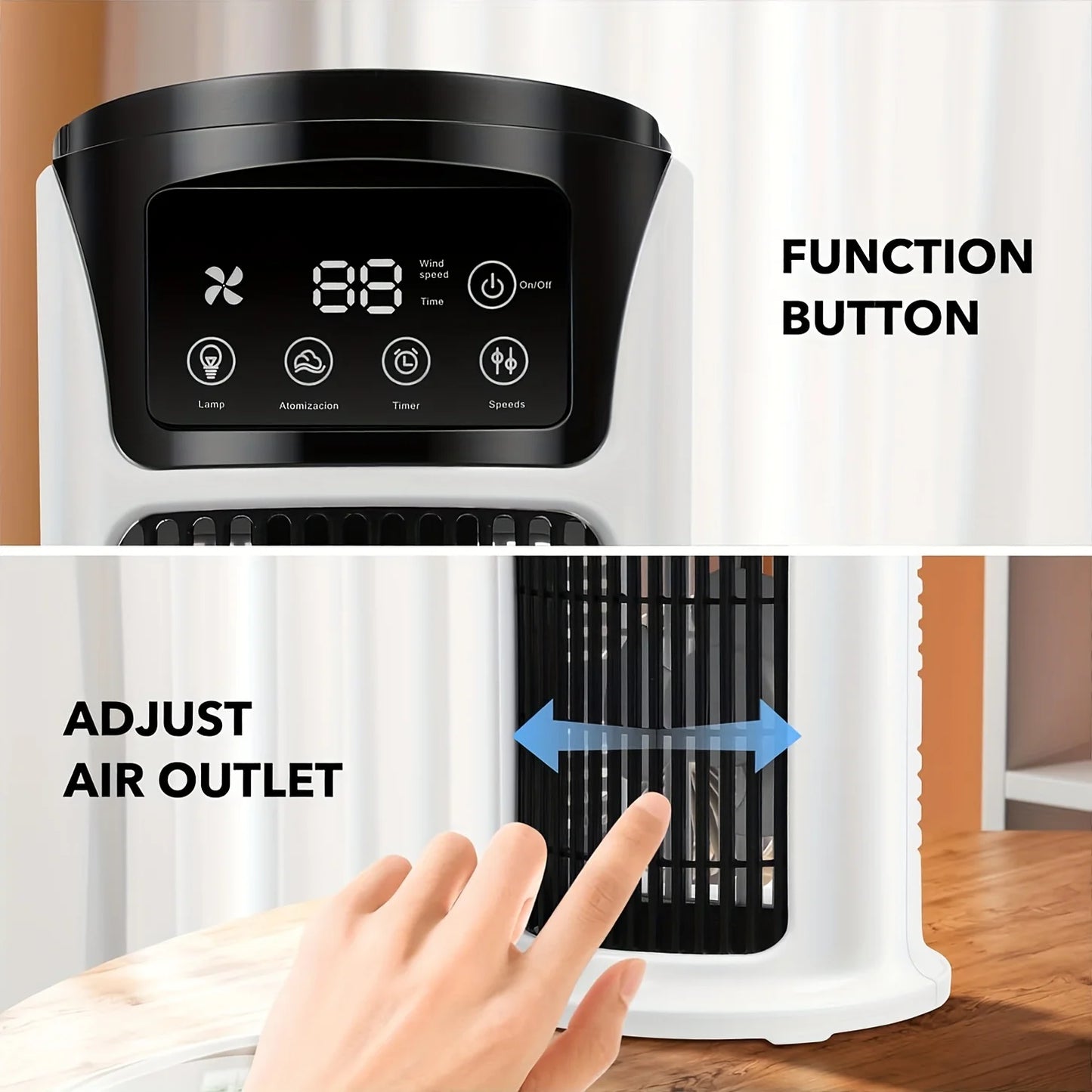 1pc, Portable Air Conditioner Humidifier Atmosphere Light Fan USB Cooler Air Conditioner, 3 In 1 , Office Household Essential Co