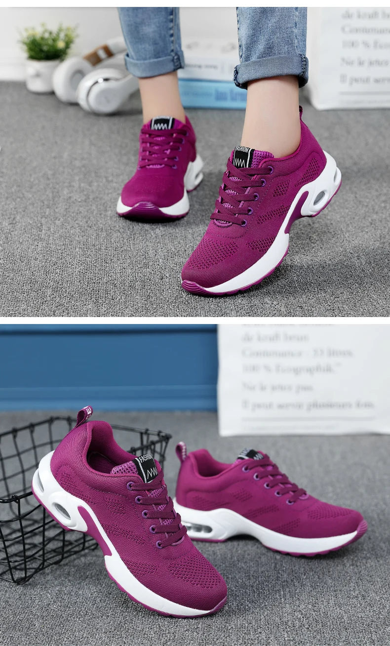 Women's Shoes Running Increase Heel Breathable Mesh Platform Summer Outdoor Light Vulcanize Sports Shoes Casual Walking Sneakers