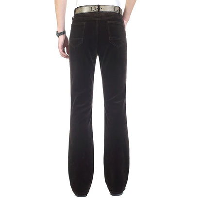 2024 Men's Autumn Spring Corduroy Boot Cut Pants Male Mid Waist Business Casual Flares Trousers 27-38