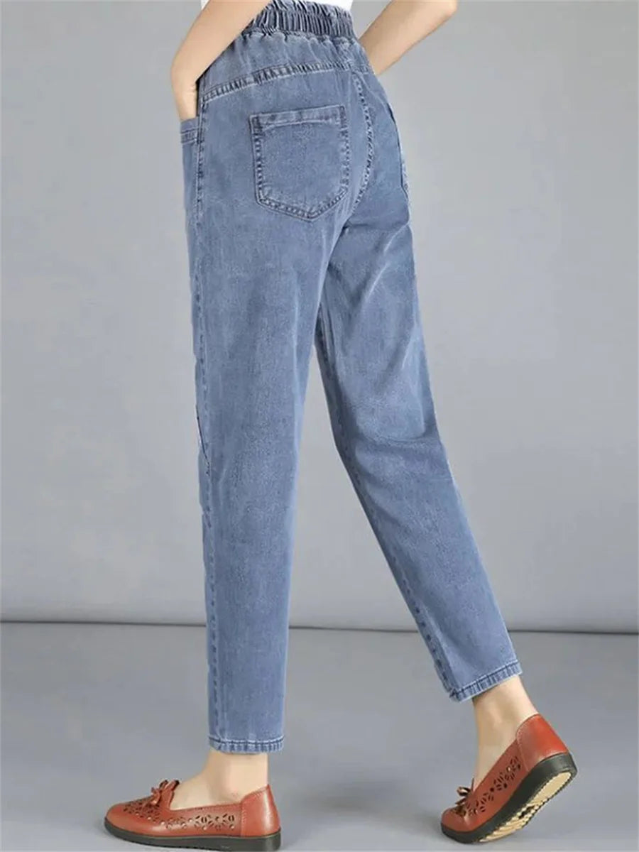 Ankle-length Mom Harem Vaqueros High Elastic Waist Korea new Casual Pencil Jeans Modern Fashion  Women Streetwear Denim pants