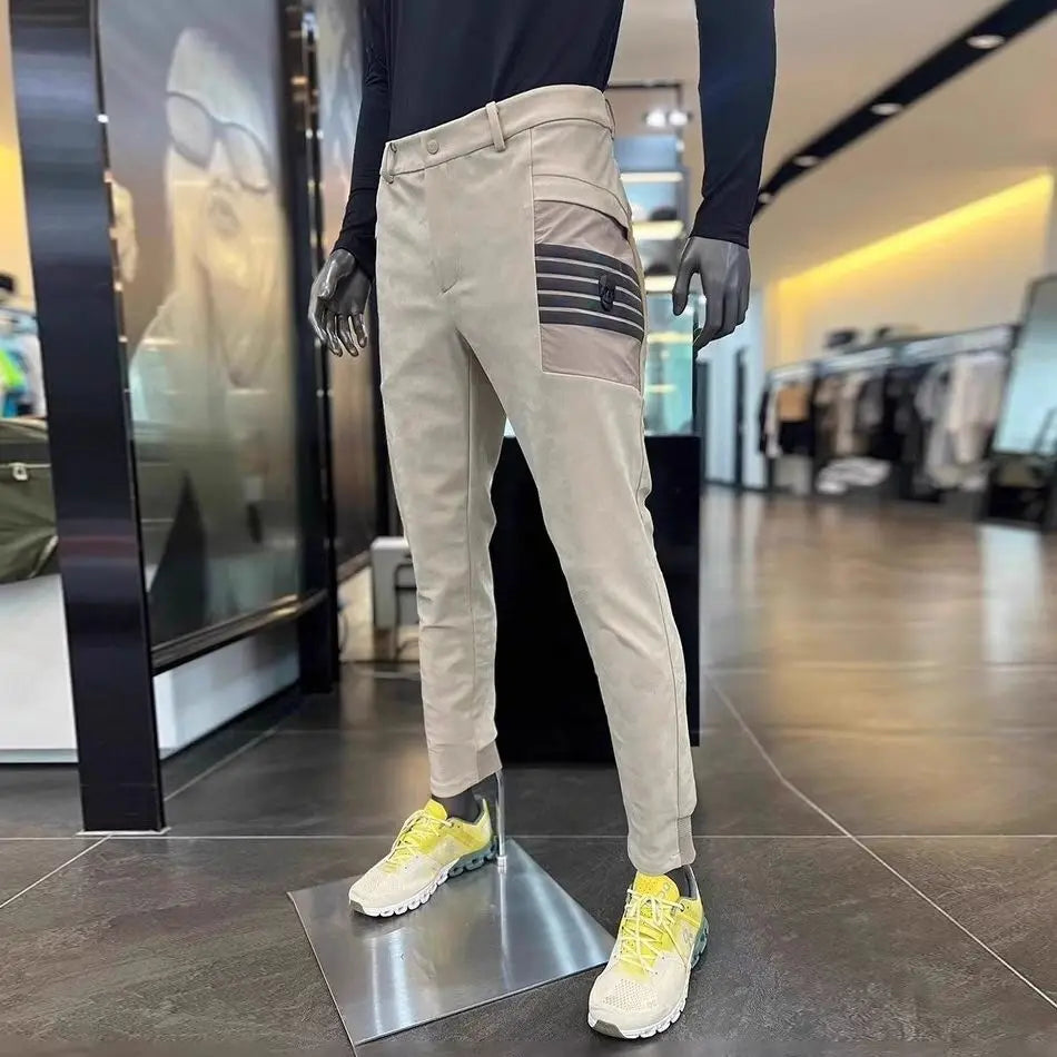 AMAZINGCRE 2024 New Men's Golf Clothing Fashion Versatile Simple Solid Color Outdoor Sports Pants