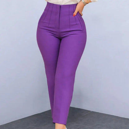 Elegant High Waist Cropped Work Pants for Women Black All-Match Daily Office Formal Wear Fashion Women's Trousers