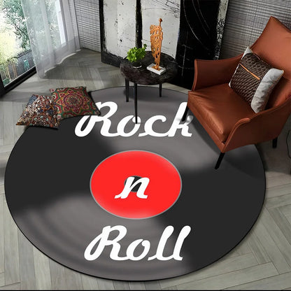 Piano Black White Key Music Symbol Area Rug,Round Carpet Rug for Living Room Bedroom Sofa Foot Pad Decor Non-slip Floor Mat Gift