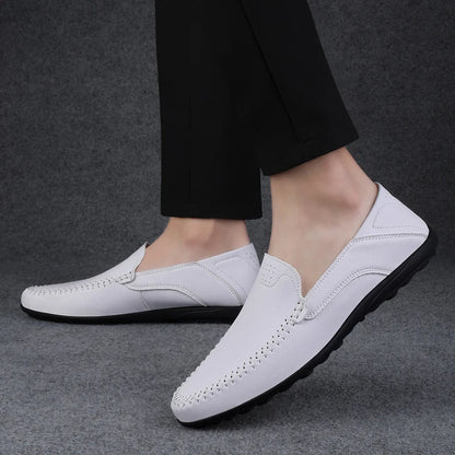 Men's casual leather shoes four seasons plus size soft sole comfort outdoor fashion youth business leather shoes driving shoes