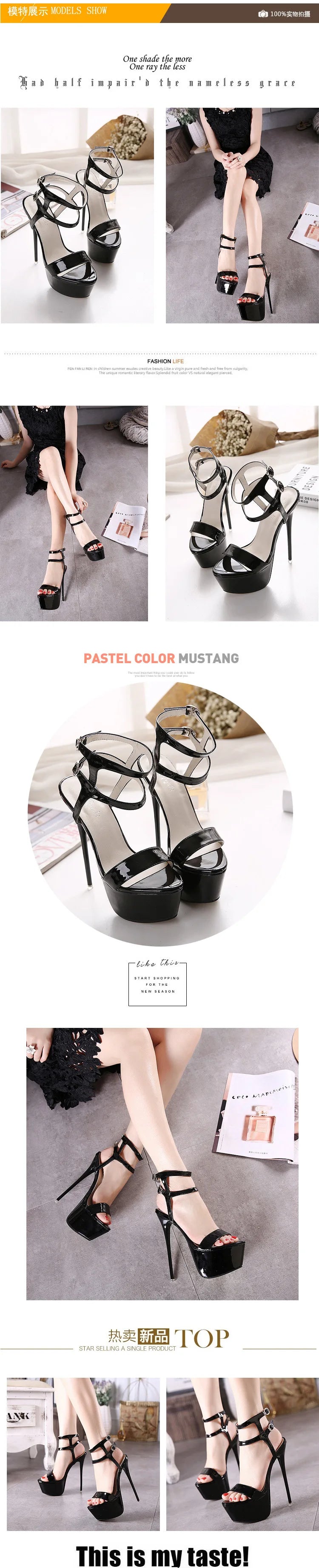 Steel tube dance shoes, European and American plus size high heels, women's 41-45 sexy waterproof platform slim heeled sandals