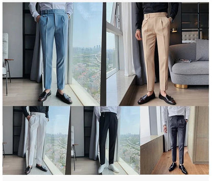 2024 Autumn Spring High Quality Men's Slim Fit Suit Pants Business Casual Trend Korean Fashion Straight Leg Pants 29-36