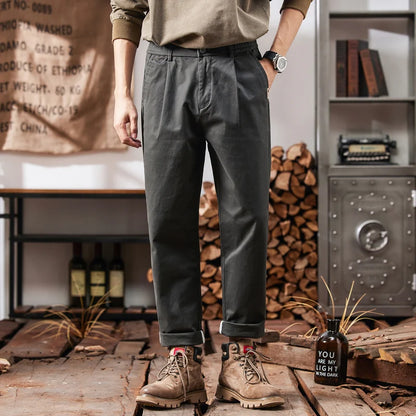 HIQOR Men Elastic Waist Cargo Pants New In Man Cotton Casual Pants Male Workwear Hombre Straight Trousers Male Big Size 28-38