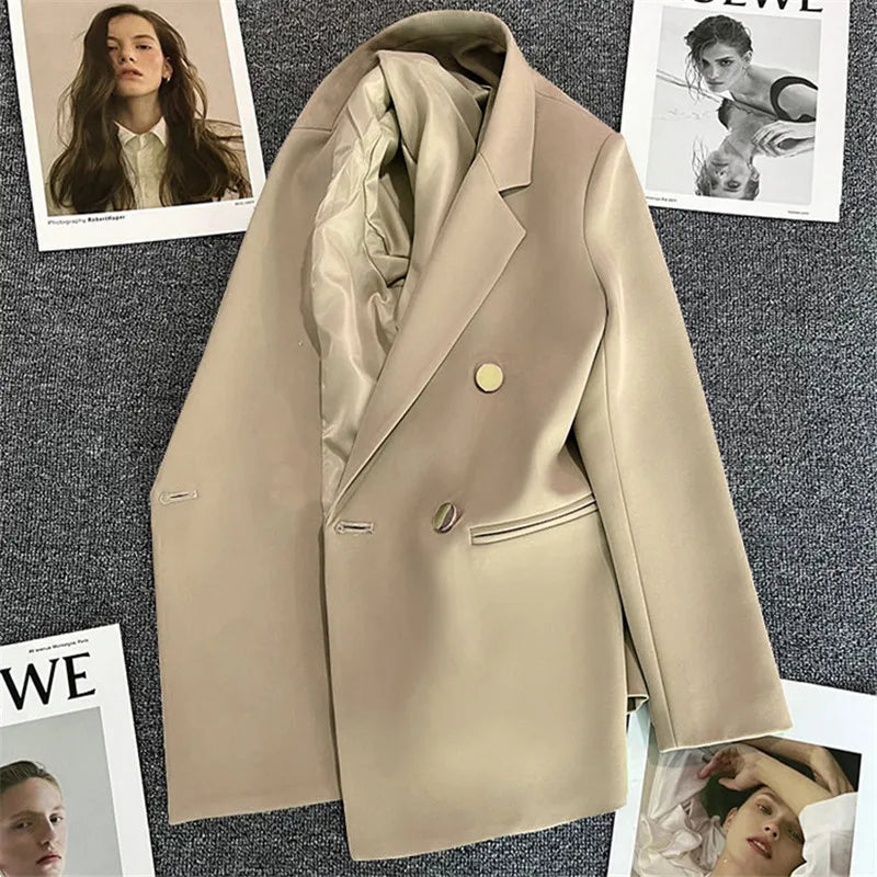 Office Lady Elegant Single Button Blazer For Women 2023 Autumn Long Sleeve Slim Stylish Jackets Winter Casual Chic Tops Coats