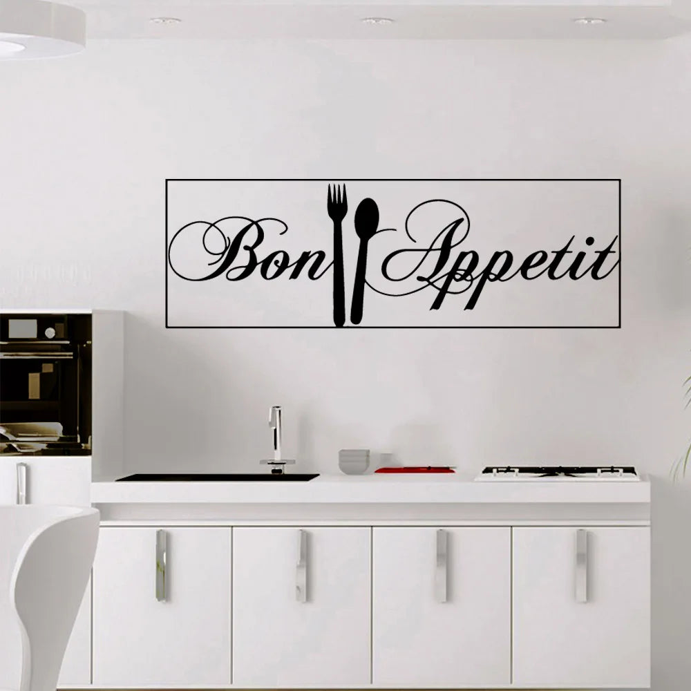 1pc hot sale bon appetit and kitchen Wall Art Decal Decoration Fashion Sticker For Kids Rooms Wall Stickers Waterproof Wallpaper