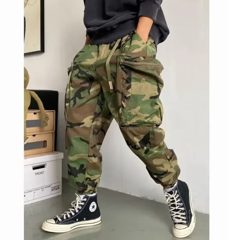 Autumnamerican Stylecasual Camouflage Cargo Pants Men's Loose-fit Trendy Brand Outdoor U.s. Military Style Harajuku Trousers