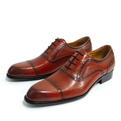 Classic Office Men Shoes Pure Handcrafted Lace-Up High Grade Cowhide Leather Formal Dress Wedding Party Shoes Ideal For Business