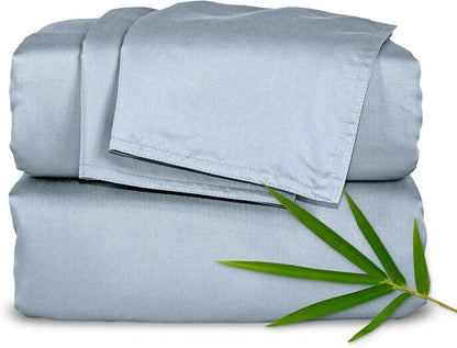 Genuine 100% Organic Viscose Derived from Bamboo Bed Sheet Set, Luxuriously Soft & Cooling, Double Stitching