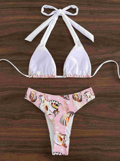 Sexy Splicing Zebra Halter Brazilian Bikini Women Swimsuit Female Thong Swimwear Two Piece Bikini Set High Cut Bathing Suit Swim