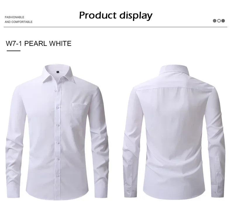 US Size Elastic Shirt New Men's Business and Leisure Long Sleeved Shirt Slim Fit Professional Dress Best-selling Seasonal Style