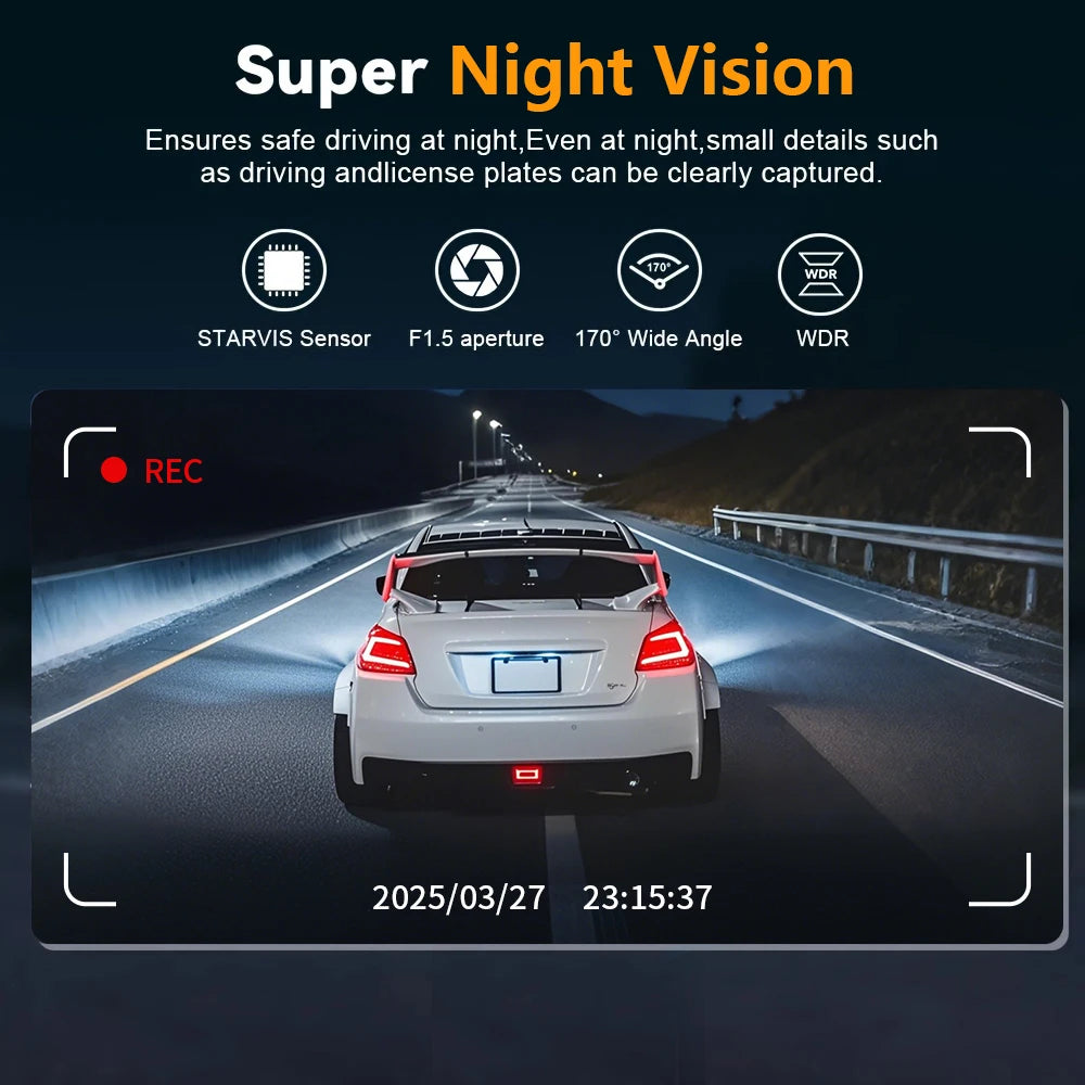 Caméra embarquée pour voitures FHD1080P Enregistreur de conduite Caméra de voiture DVR Vision nocturne Enregistreur vidéo Intégré Wi-Fi Tachographe Pièces automobiles