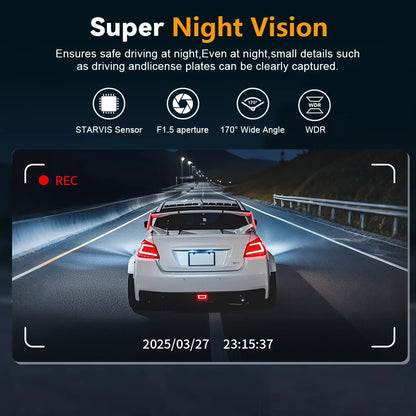 Caméra embarquée pour voitures FHD1080P Enregistreur de conduite Caméra de voiture DVR Vision nocturne Enregistreur vidéo Intégré Wi-Fi Tachographe Pièces automobiles